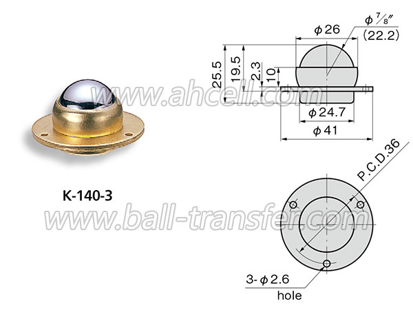 TAKIGEN K-140-3 Ball Caster