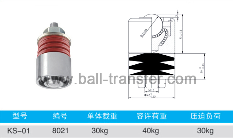 KS-01 External Spring Ball Downside Loading Transfer Units Caster