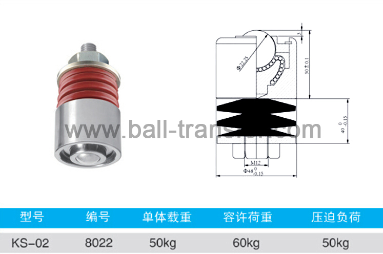 KS-02 Hevi-Load Outer Spring Loaded Shock Absorbor Ball Transfer Caster  