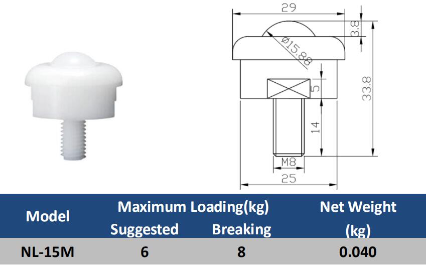 stud plastic ball roller caster