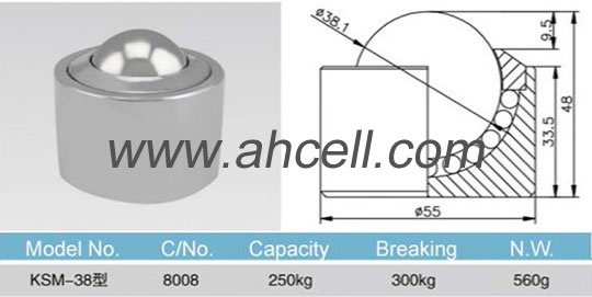 KSM-38 ball transfer unit size