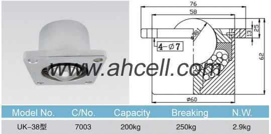 UK-38 ball Down transfer unit size